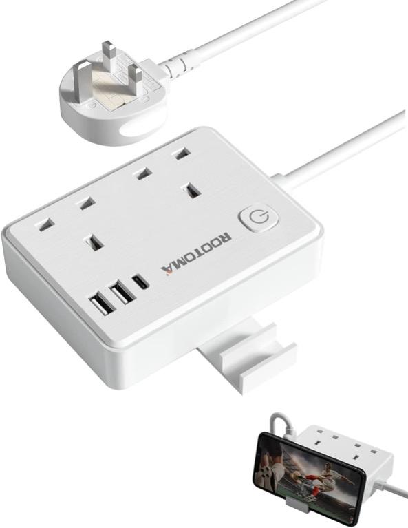Multi Plug Extension Sockets with 2 USB-A/1 2 Way Extension Lead with USB Slots