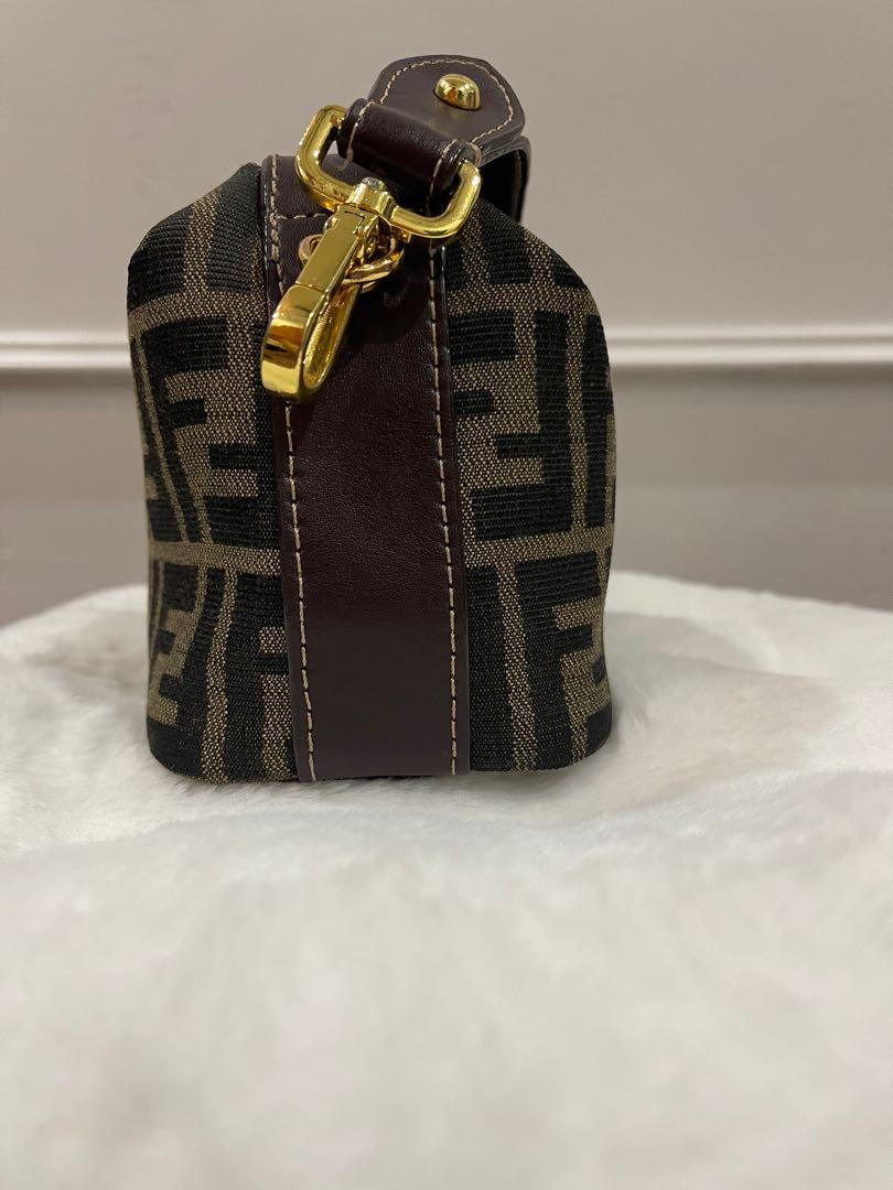 Vintage FENDI Brown Zucca Jacquard Mini Pouch Bag Handbag at