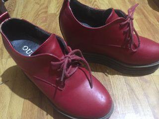 FREE SHIPPING Cute Cherry Red Platforms/Wedges Oxford Style (Kawaii/Lolita/Y2K Heels/Shoes)