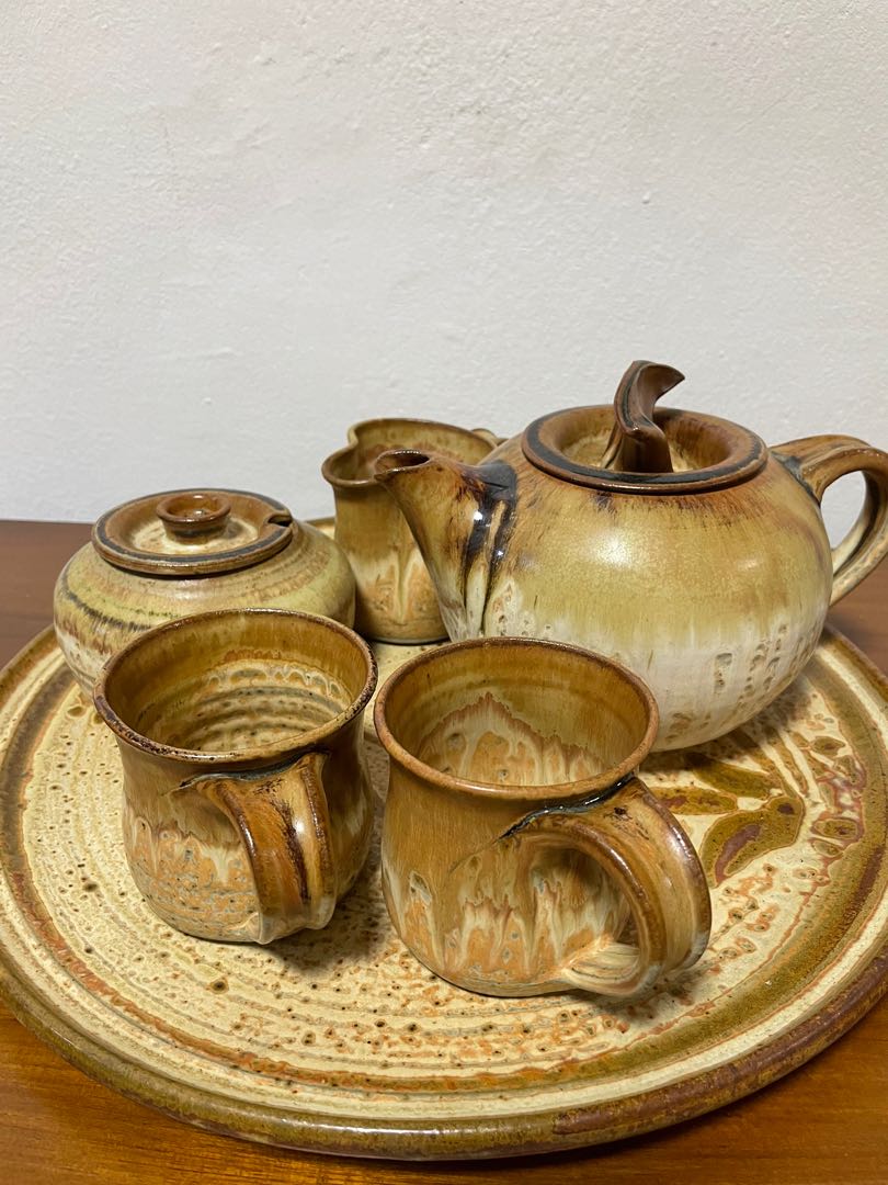 Handmade Teapot Set from Australia, with platter, Furniture & Home