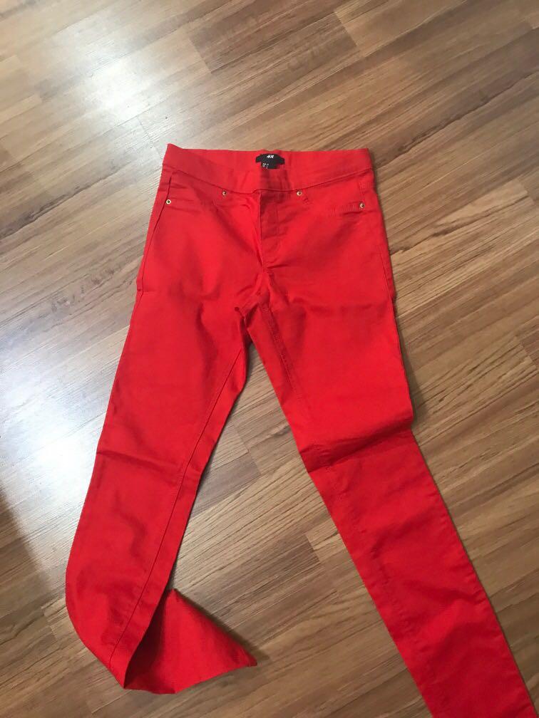 H&m red jeans discount