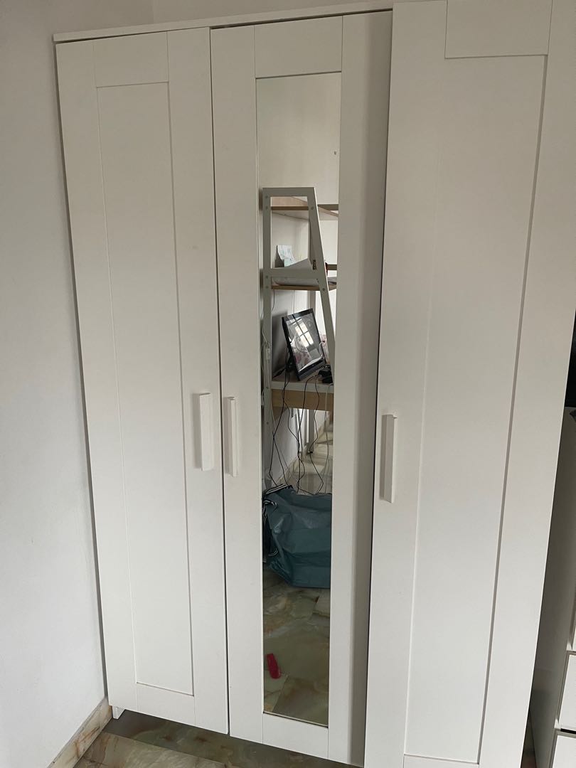 IKEA triple wardrobe with mirror, Furniture & Home Living, Furniture