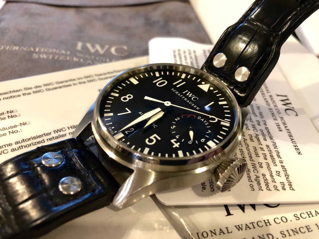 IWC Big Pilot Flieger Military Pilot Watch Full Set free 3 leather nato straps. Possible trade Blancpain Fifty Fathoms Luxury Watches on Carousell