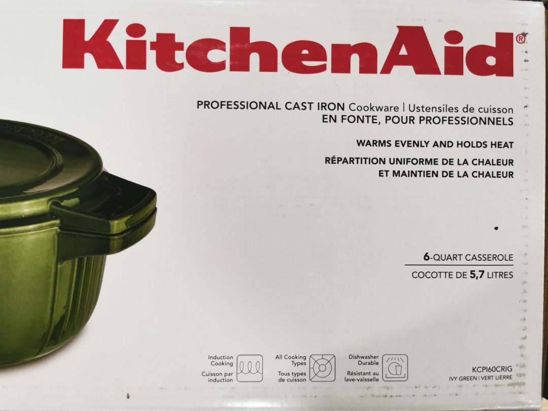 KitchenAid Professional Cast Iron 4-Quart Casserole Cookware - Ivy Green