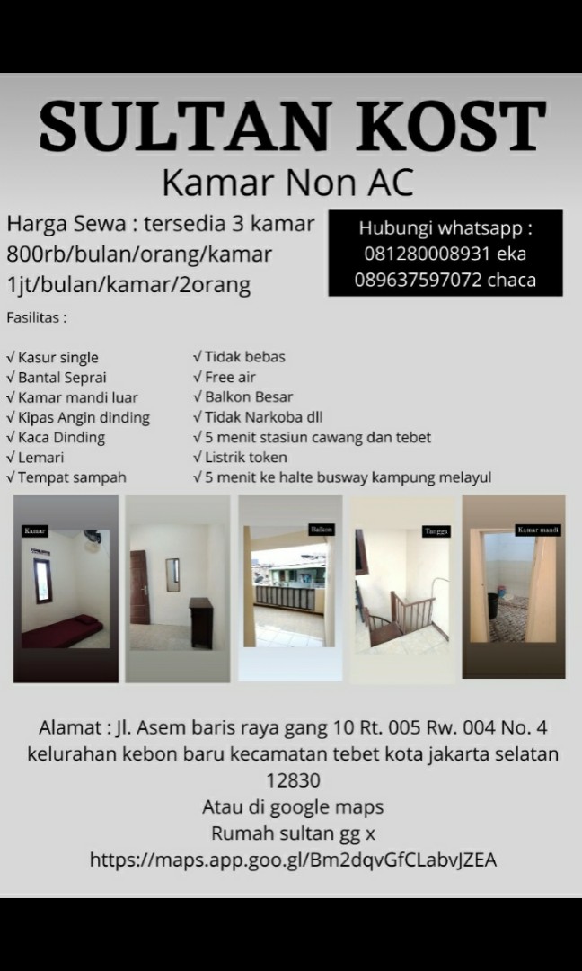 Kosan daerah tebet murahan