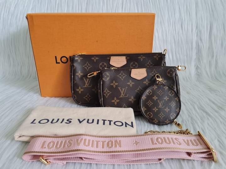 Pre-owned Louis Vuitton Rose Clair Nylon Multi Pochette