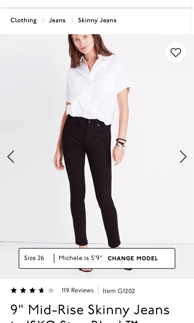 Madewell black 9 high waisted mid rise skinny jeans denim 25