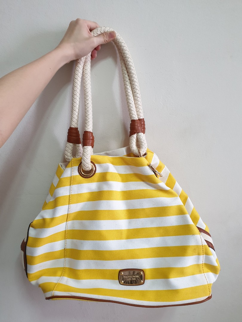 Michael kors yellow and white shopping purse