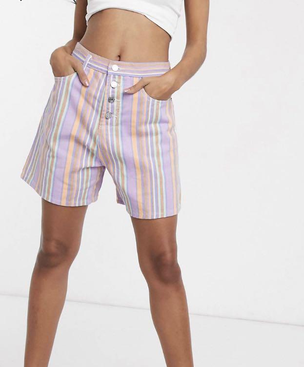 missguided mom denim shorts in multi 