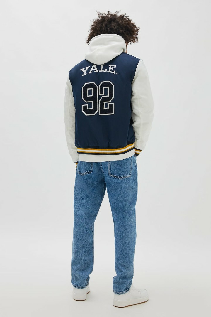 PULL&BEAR 2021 YALE VARSITY JACKET, Fesyen Pria, Pakaian , Baju Luaran