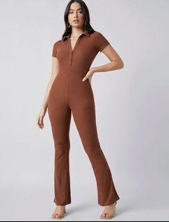 Ribbed collar jumpsuit