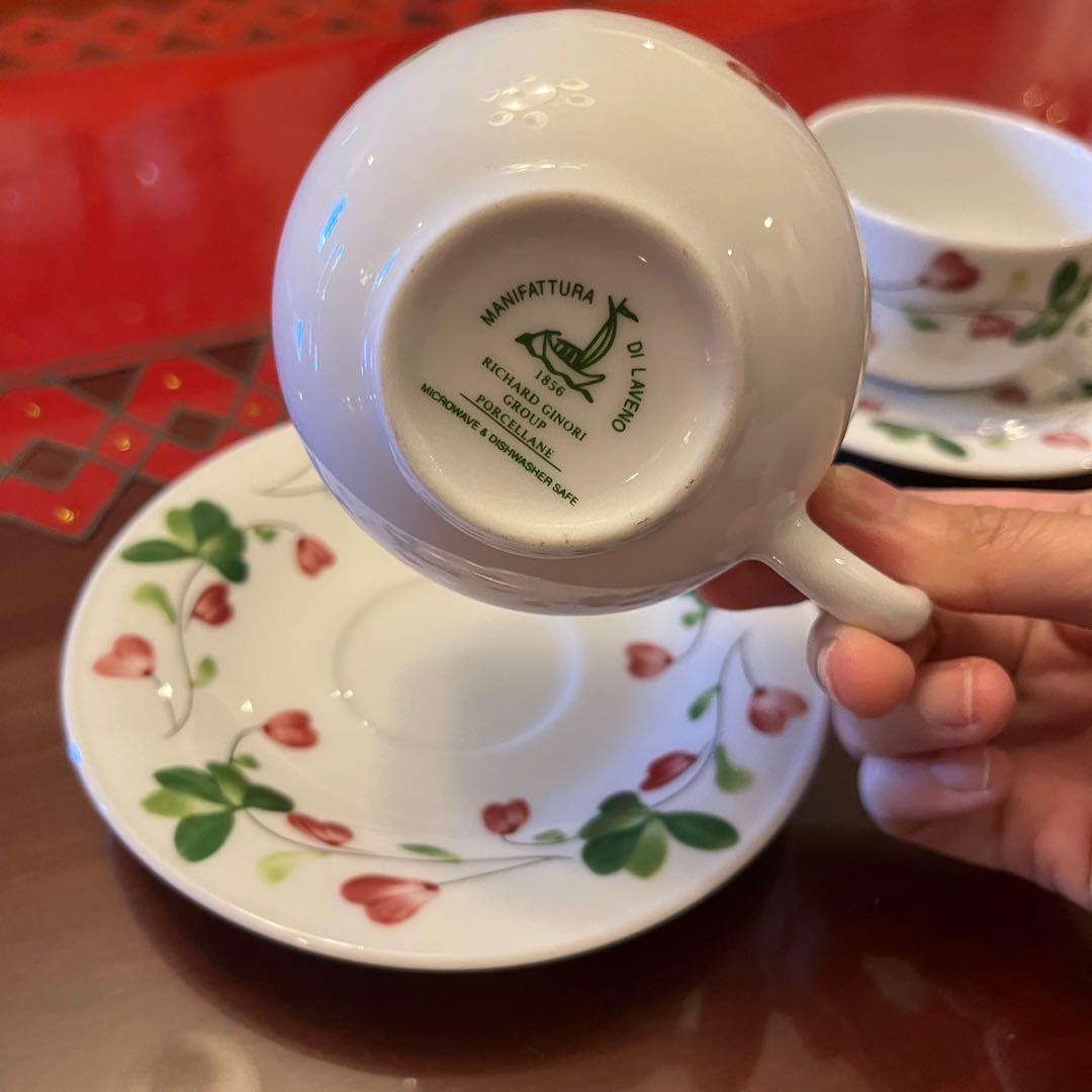 Richard Ginori porcelain set (Category: Coffee & Tea Tableware) located in Quezon City. Submitted by kb0030 (Listing ID 1134895783, Image 2). Description: RICHARD GINORI Porcelain with red green design Edition: Manifattura Di Laveno Set of 2 duos Inclusions: 2 pcs tea cups 2 pcs saucers.