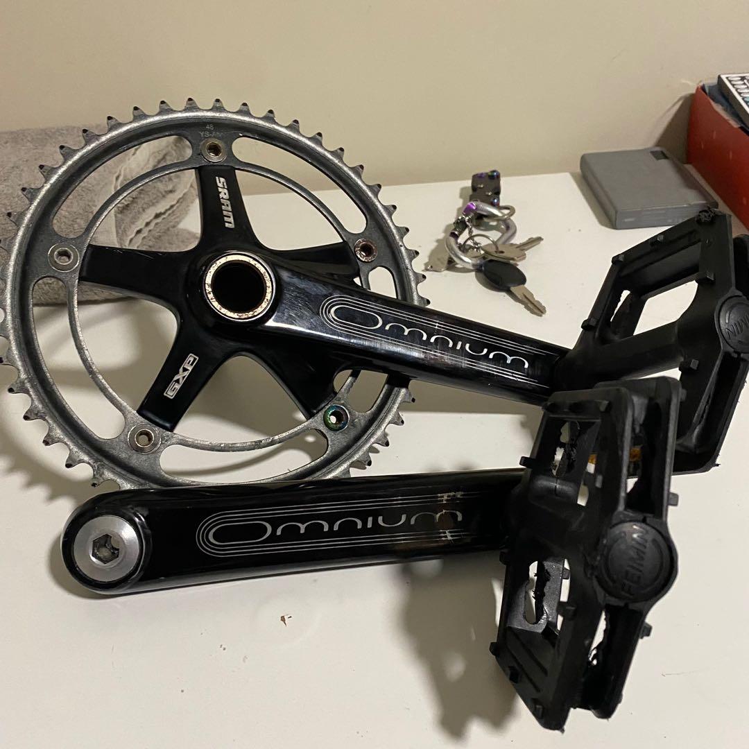 Sram Omnium 144bcd 144 bcd 165mm track Crankset with aventon push 48t chainring and Shimano bbr60 bottom bracket