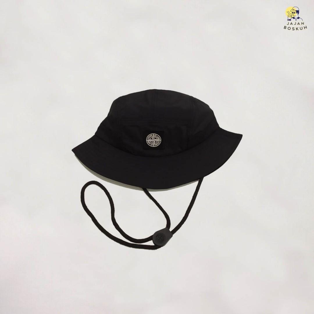 Stone island bucket hat hitam, Fesyen 