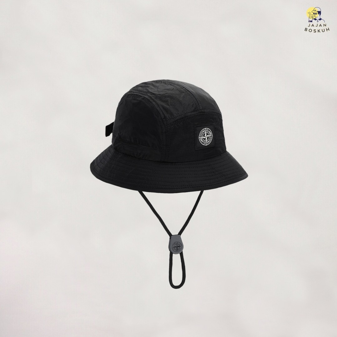 Stone island bucket hat hitam, Fesyen 