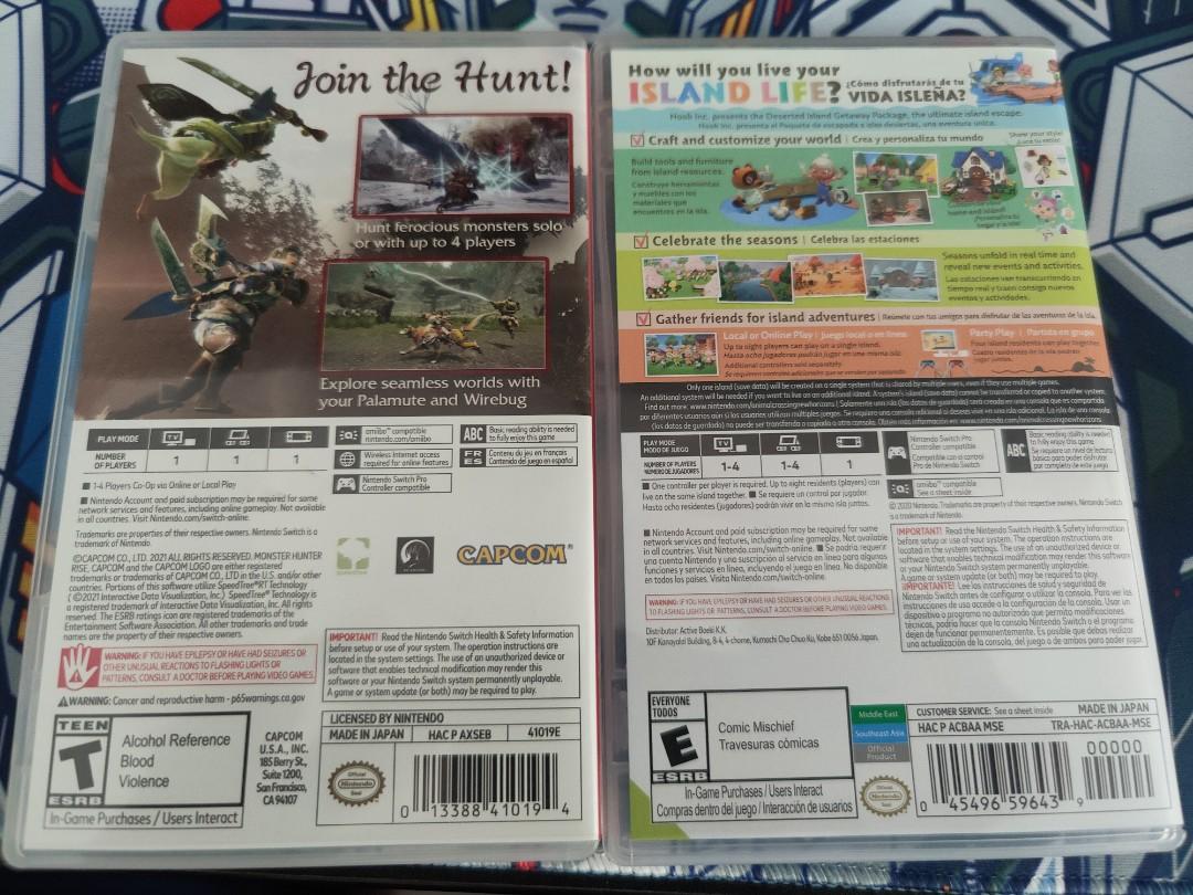 Switch Games Monster Hunter Rise / Animal Crossing New Horizons, Video
