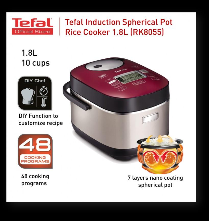 Tefal Rice Cooker Spherical Pot Induction (1.8L) RK8055, TV & Home