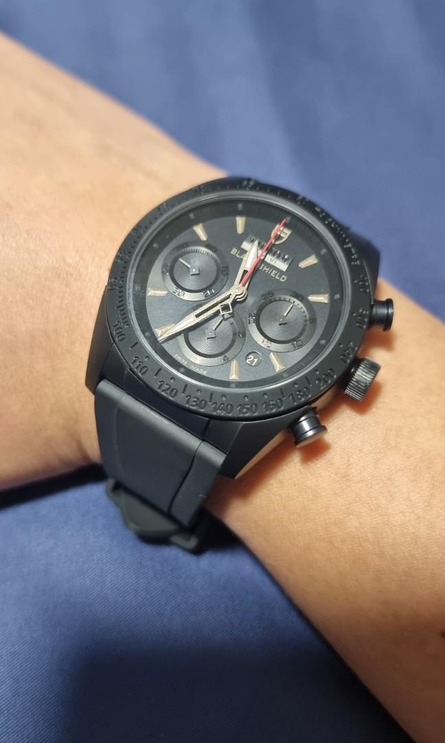 Tudor black sale shield rubber strap