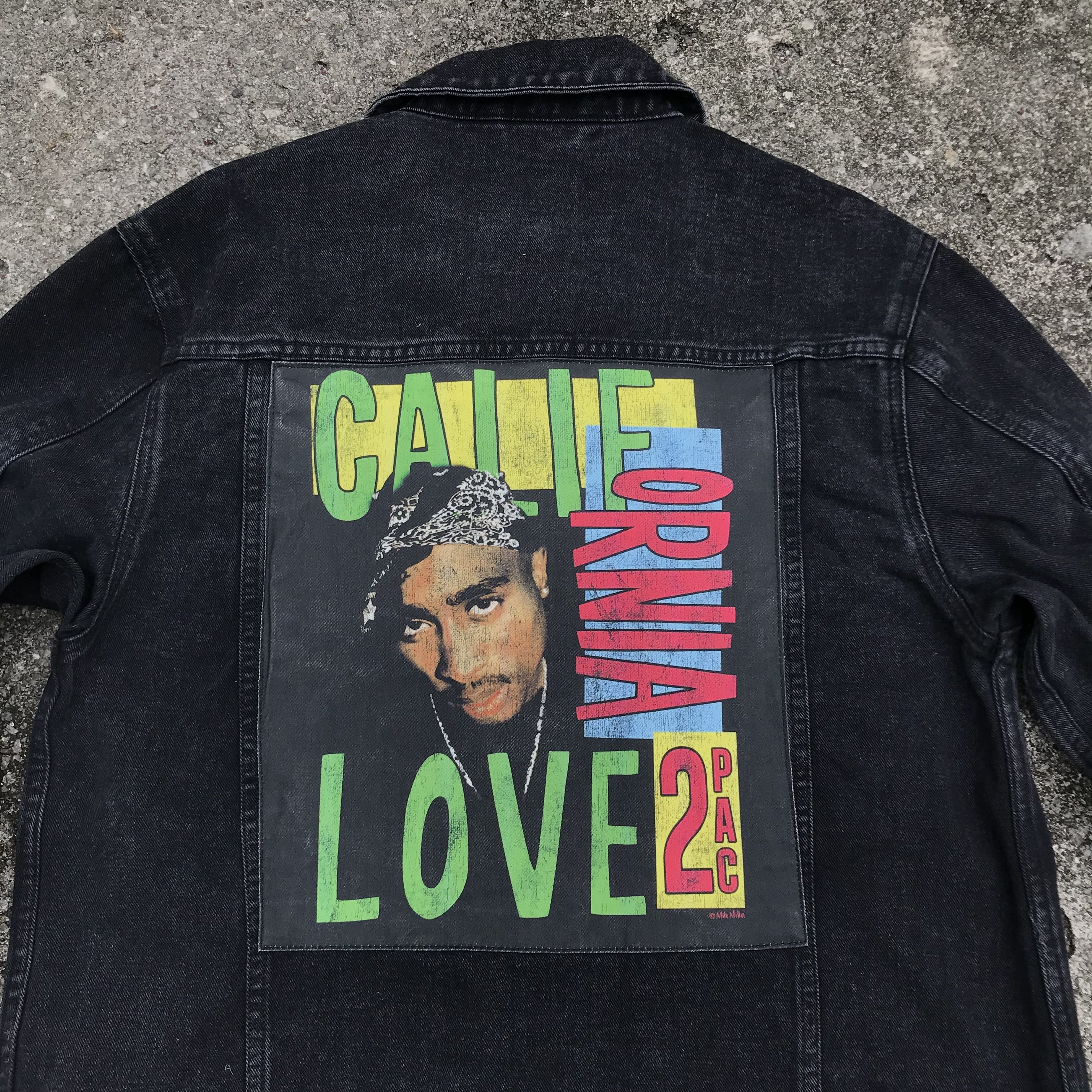 Tupac shakur denim jacket black cotton on not vtg vintage rap tee rapper tiger wood aaliyah chicago bulls