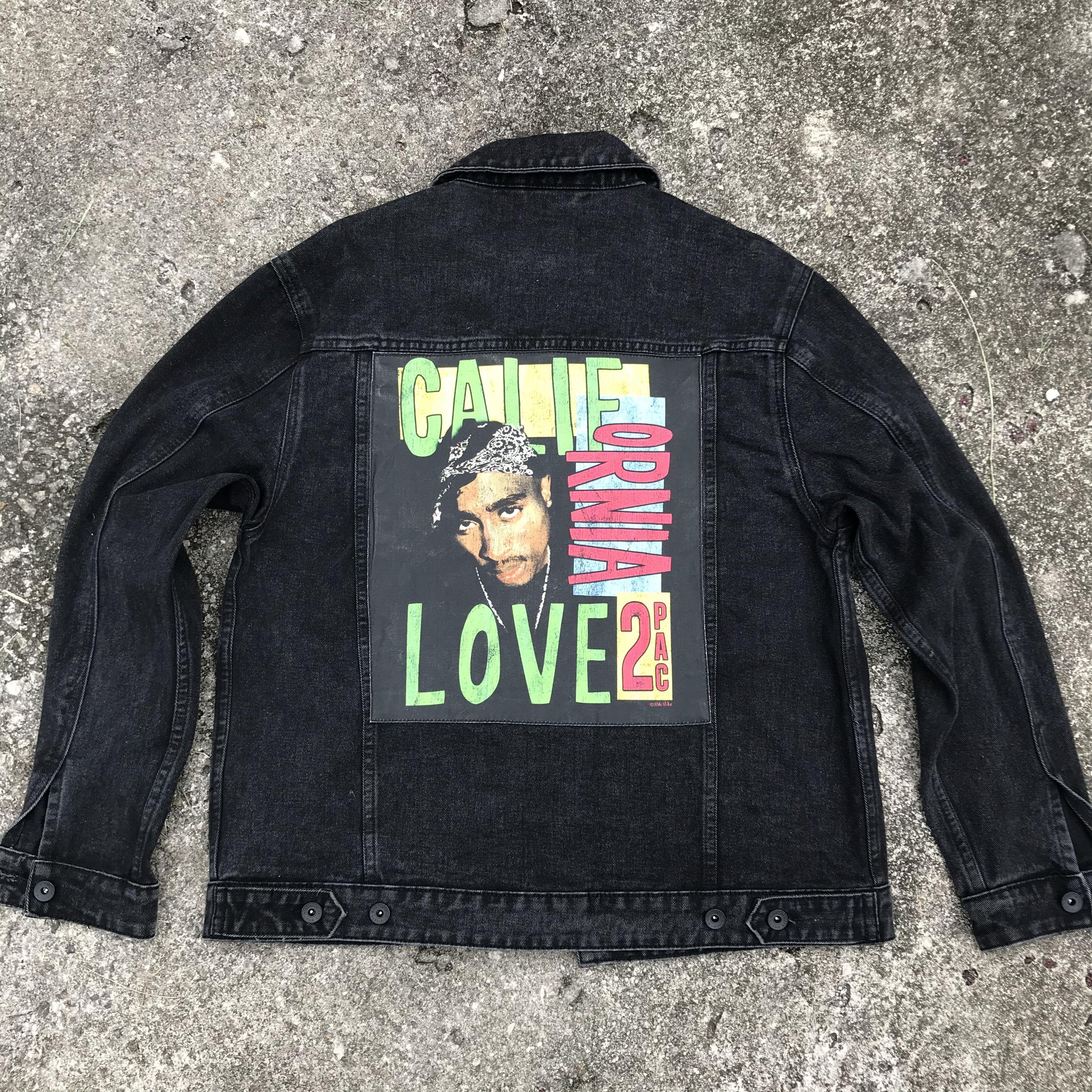 Tupac shakur denim jacket black cotton on not vtg vintage rap tee rapper tiger wood aaliyah chicago bulls