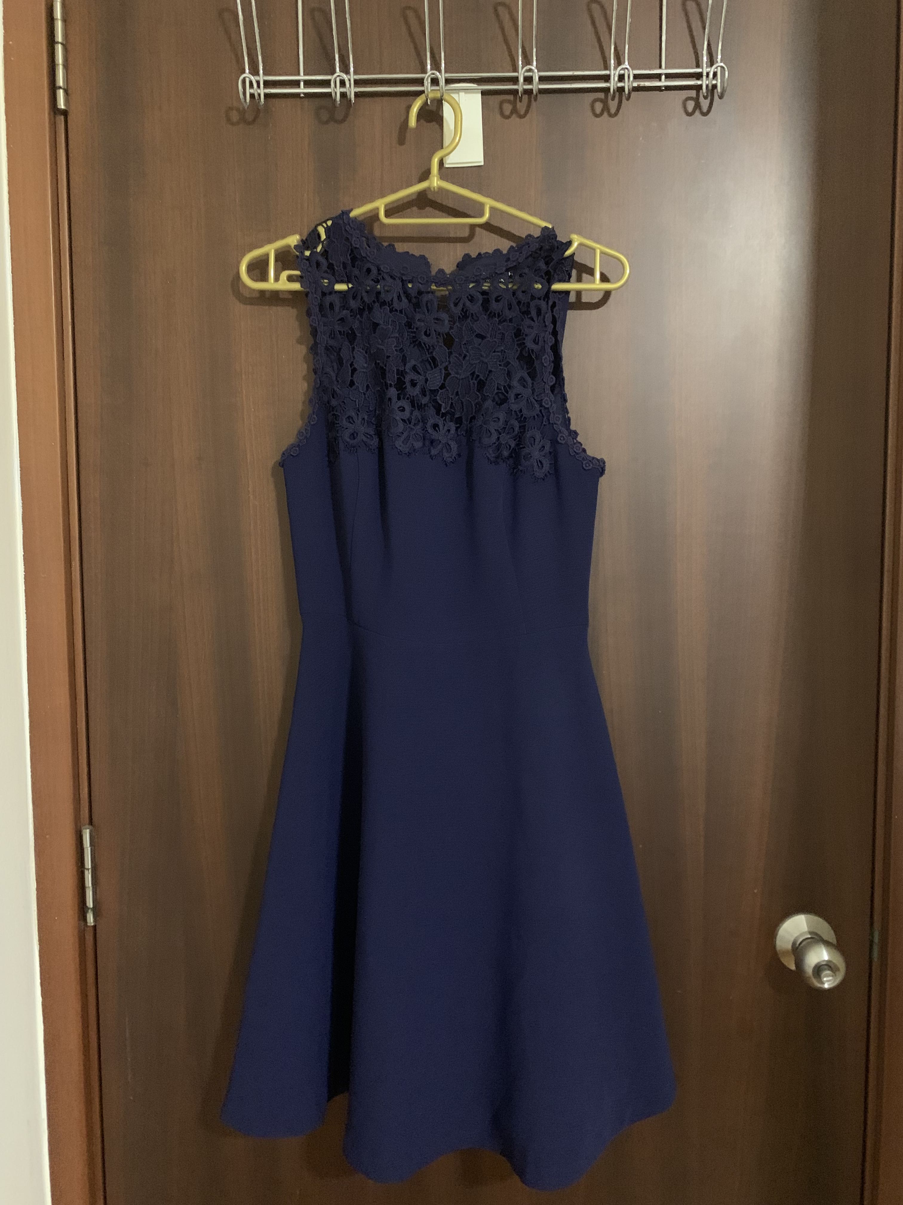 Warehouse navy lace best sale dress