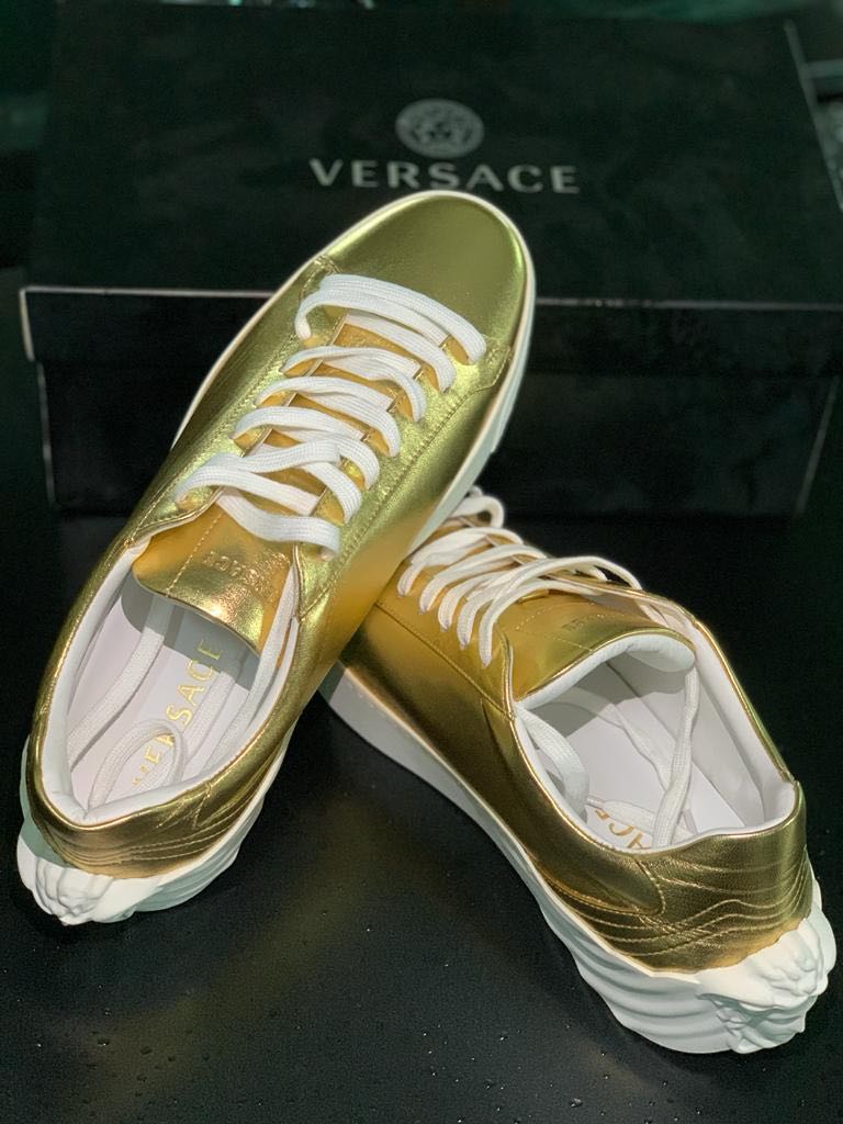 Versace Gold Sneakers Men s Fashion Footwear Sneakers on Carousell