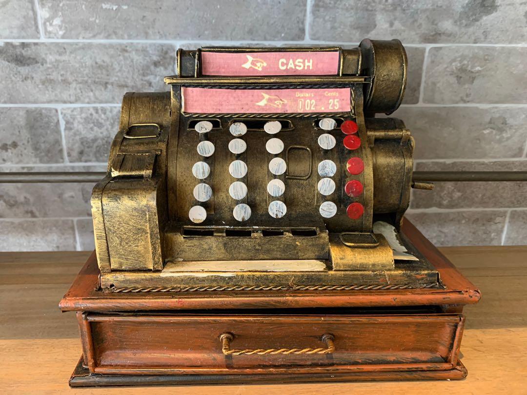 Vintage cash register, piggy bank, drawer, decor, Furniture & Home