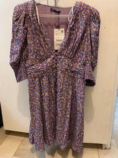 Zara floral puff dress