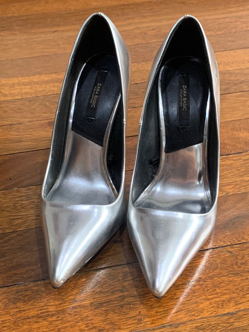 Zara silver pumps discount