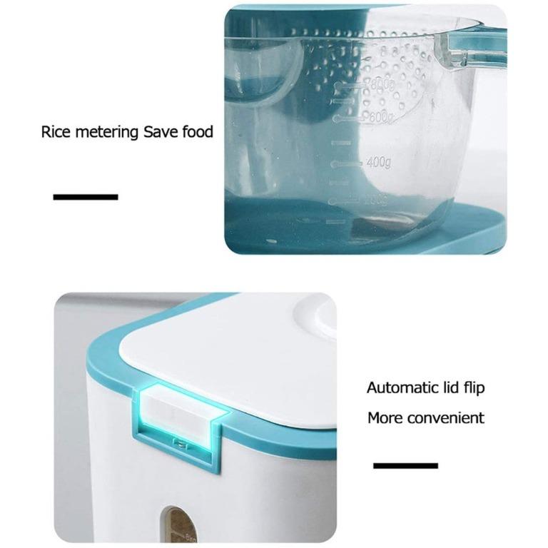 10L Rice Bucket Rice Storage Container with Lid Measuring Cup Moisture ...