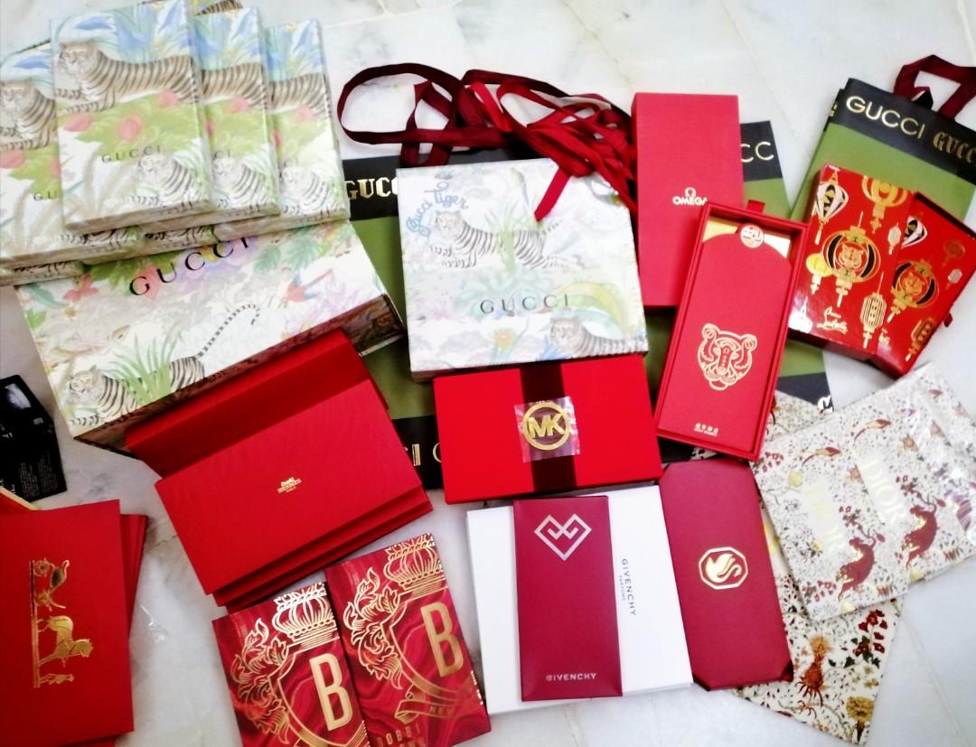 VIRAL 10 PCS CNY 2022 Red Packet Angbao Chinese New Year BRANDED Bag ANGPOW  LV Gucci Dior Prada 新年虎年精致烫金红包封大牌名牌~AMS