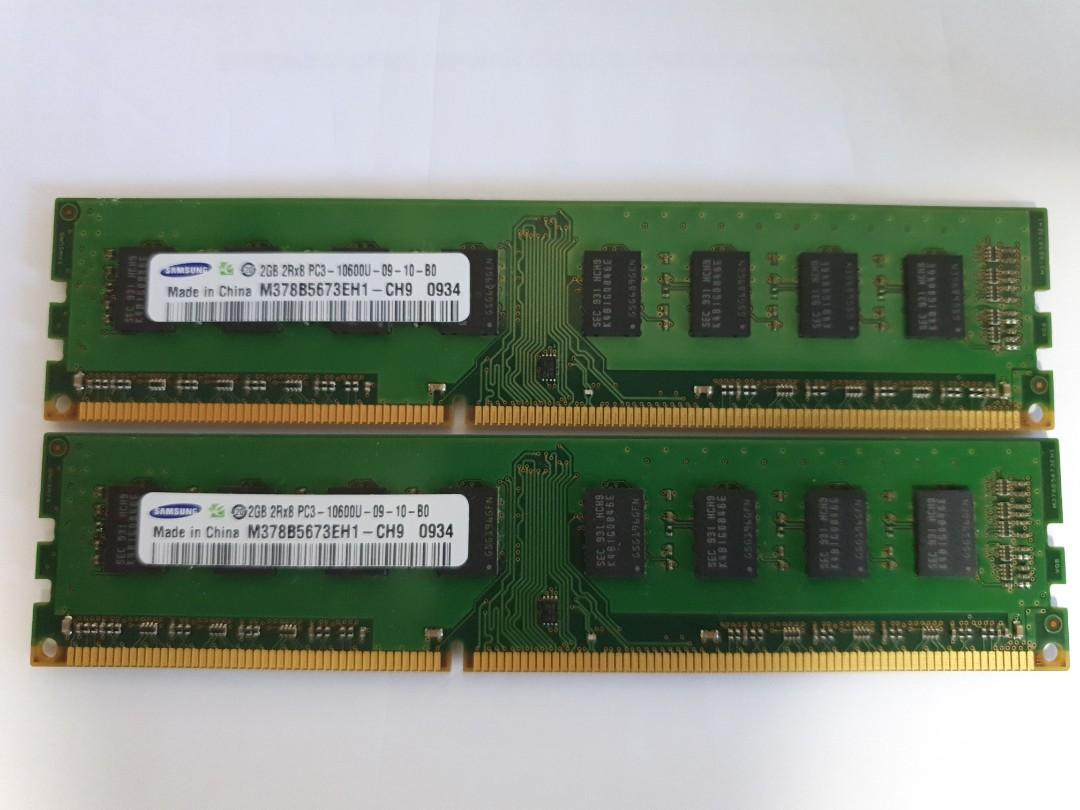 2x 2GB Desktop Ram PC3 10600U Computers Tech Parts