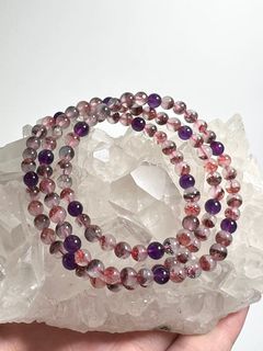 Blackcurrant Super Seven Three Round Bracelet (Full Mineral Half Disk)63008986566275110