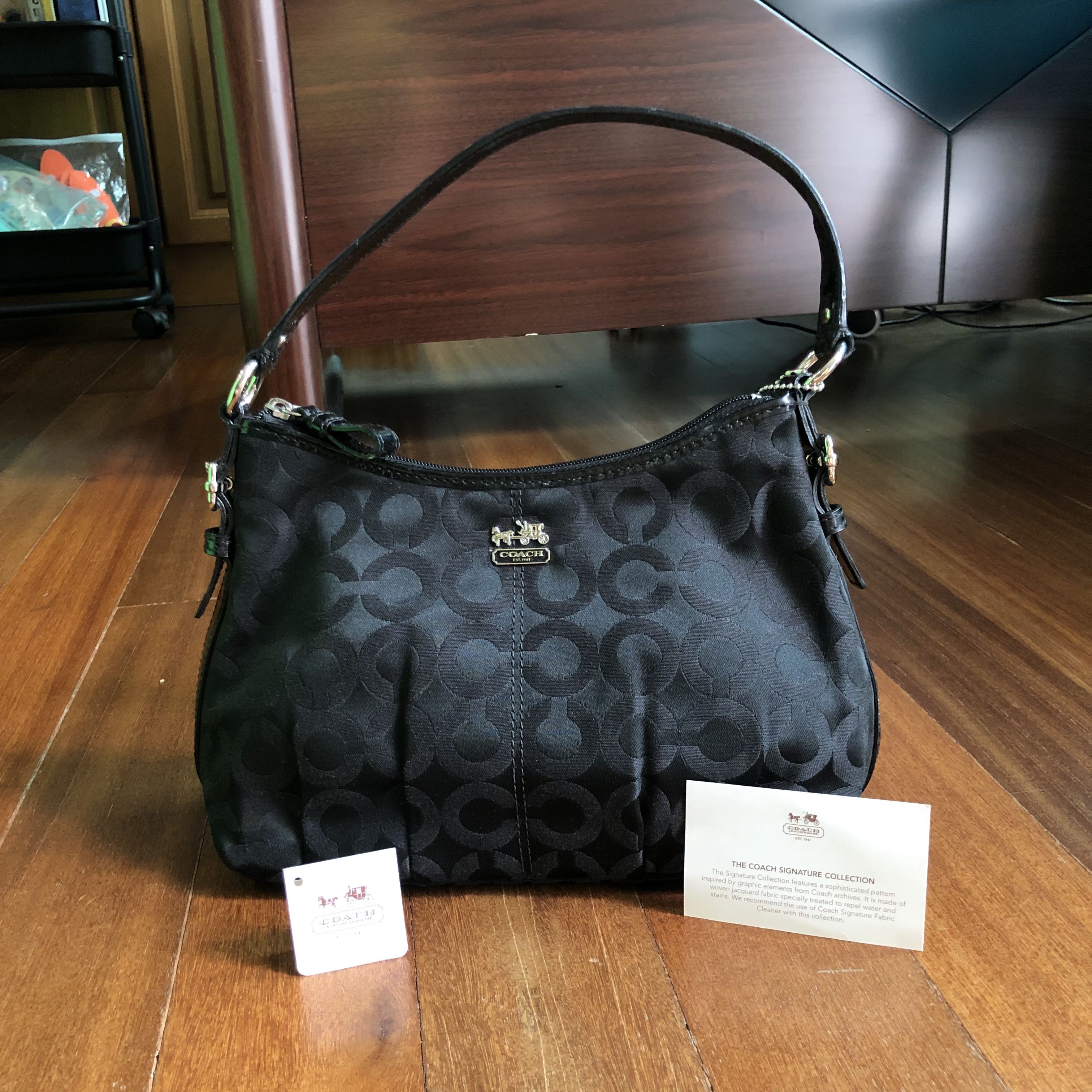 Authentic Coach Madison Op Sat Top Black Handle Hand Carry Bag Handbag Beg Original Women Lady Girl Hand Bag Branded Jenama