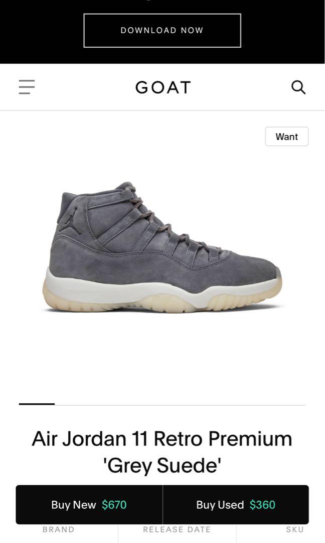 Jordan 11 grey sale suede for sale