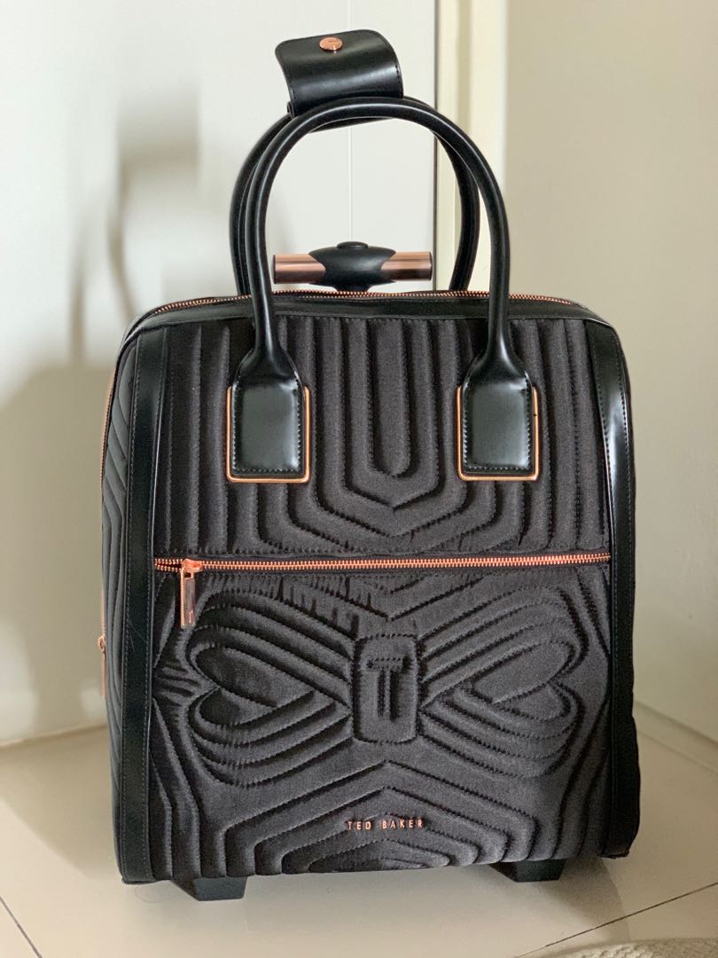 Authentic TED BAKER Anisee Quilted Bow travel bag Black rose gold