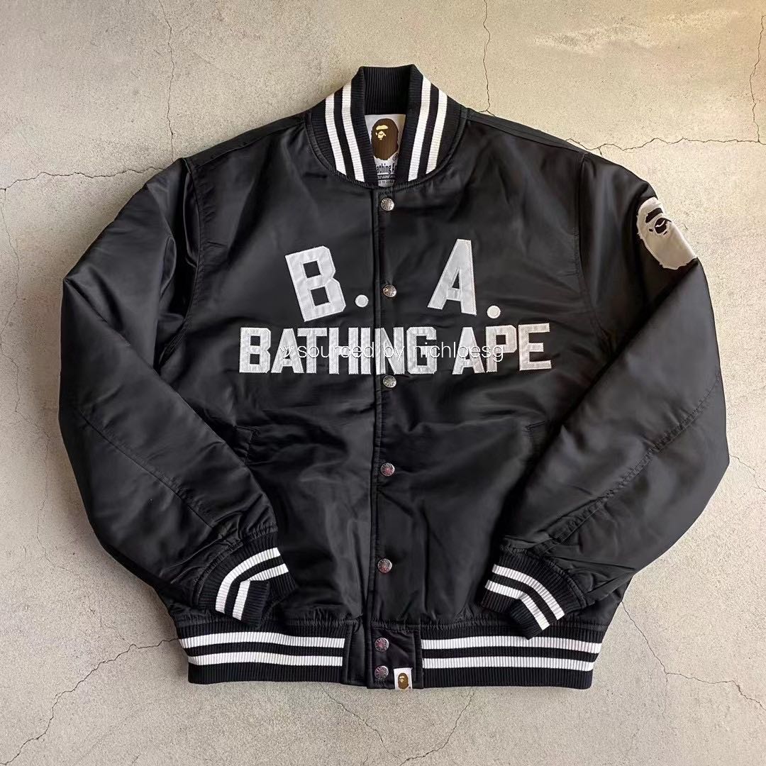 black nylon varsity jacket