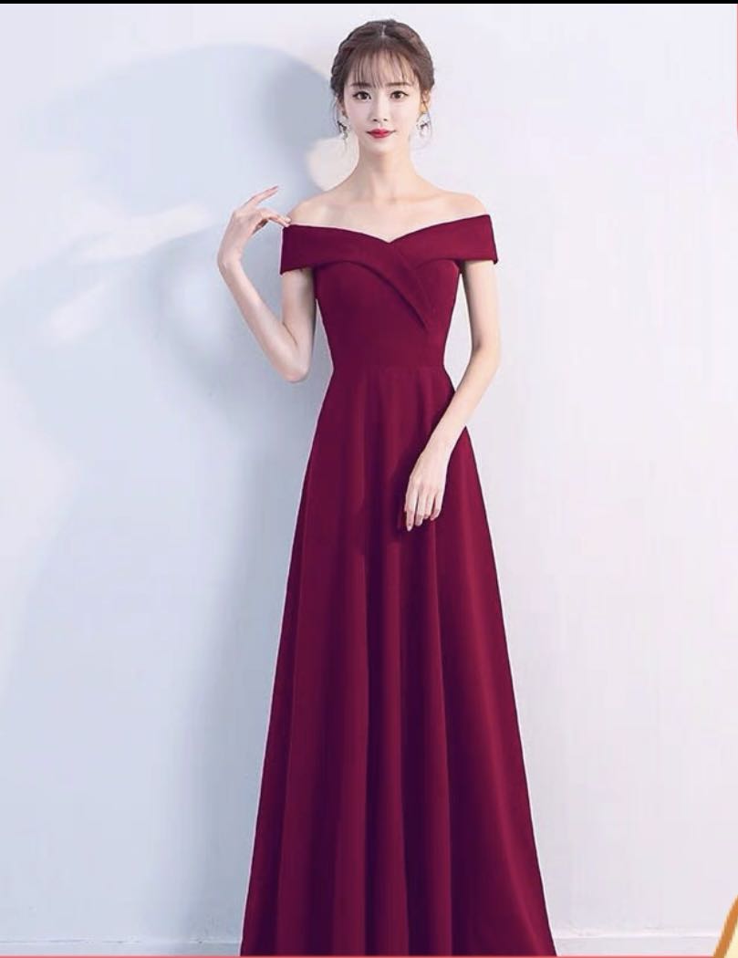BNIB Red Wine dress, Women's Fashion, Dresses & Sets, Evening dresses ...