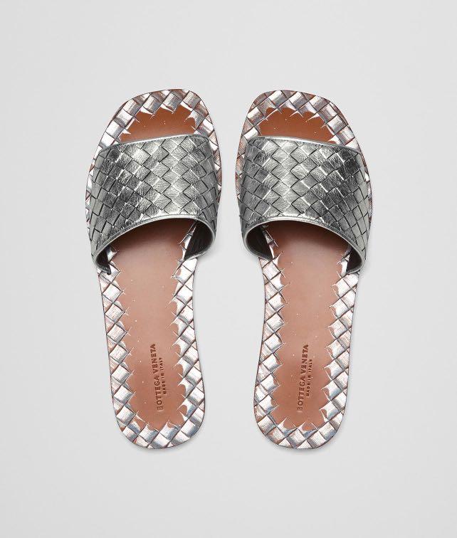 Brand New Bottega Veneta Leather Ravello Sandals in Light Silver Metallic Size 36 Luxury Sneakers Footwear on Carousell