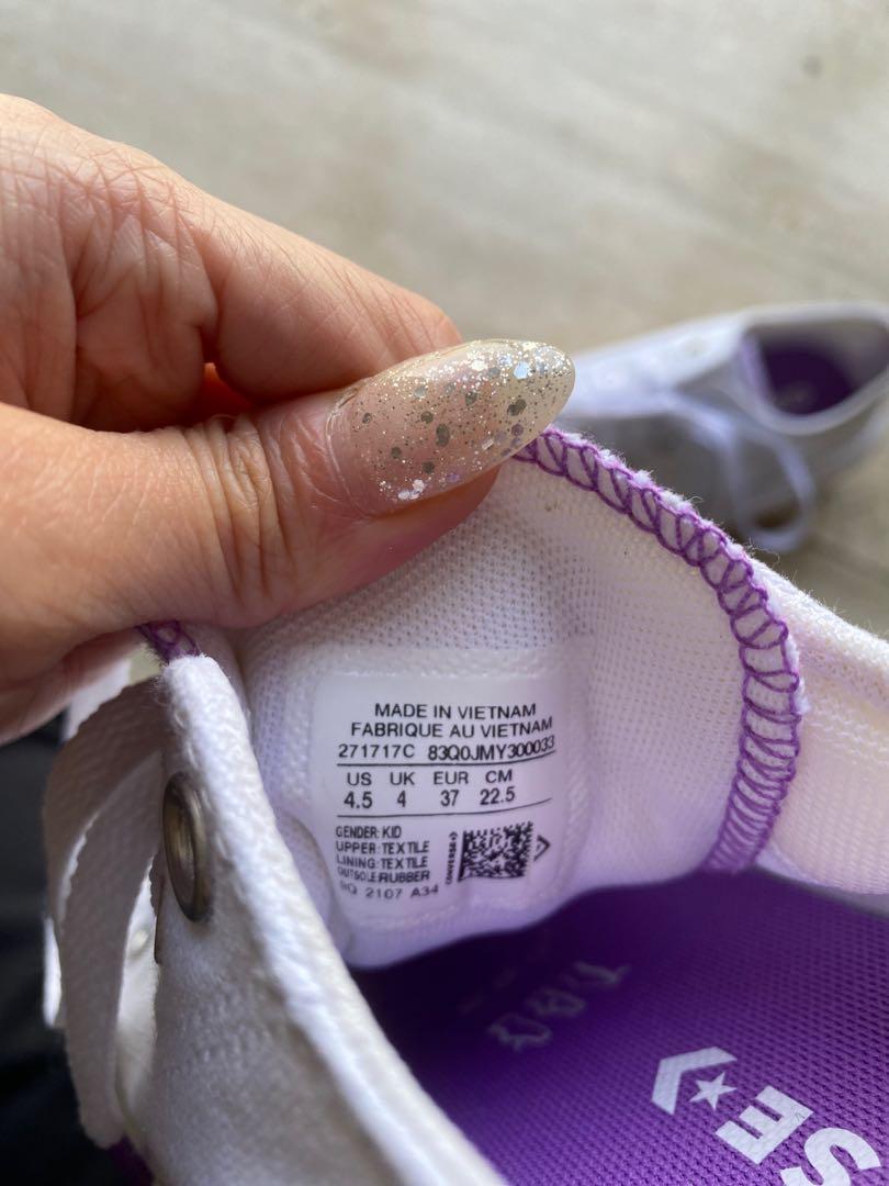 White and purple converse top