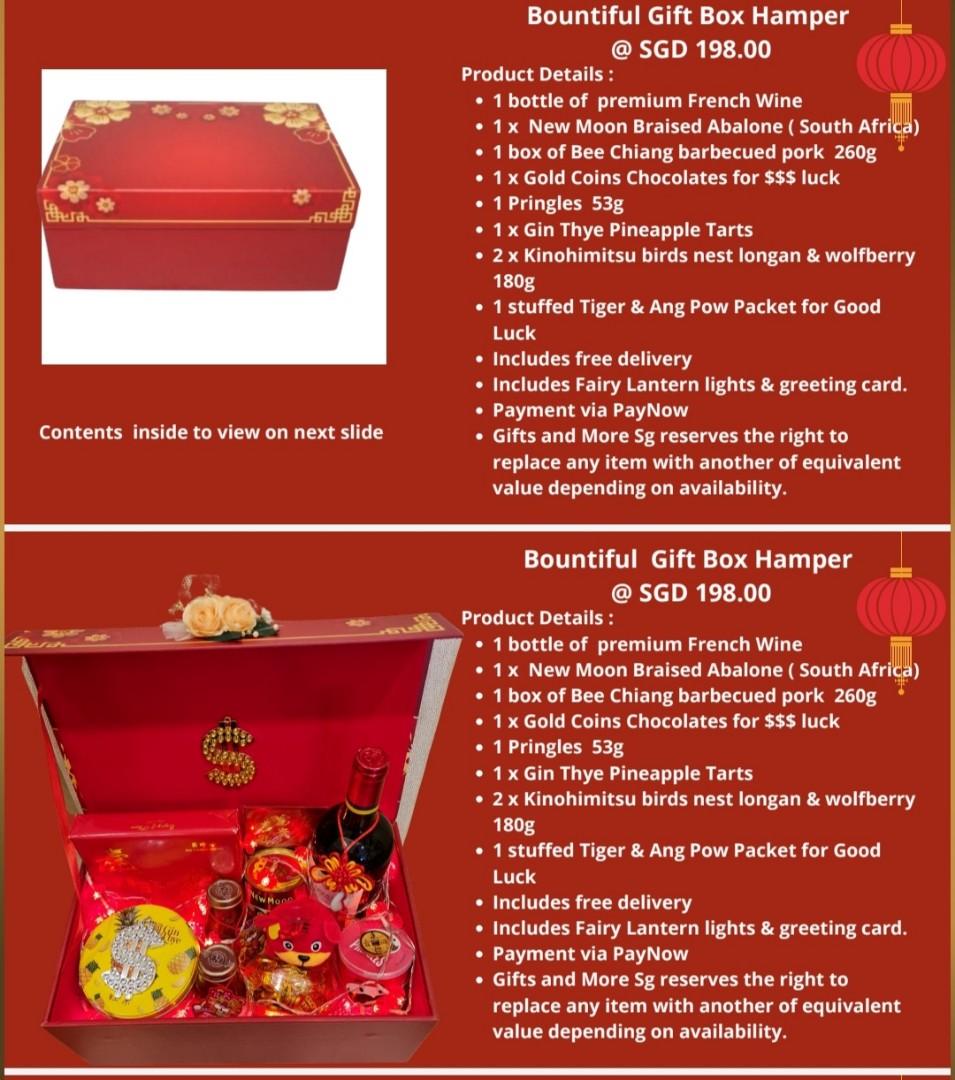 CNY Hampers, Chinese New Year Hampers ,Lunar New Year Hampers, CNY Gifting,  Food & Drinks, Gift Baskets & Hampers on Carousell