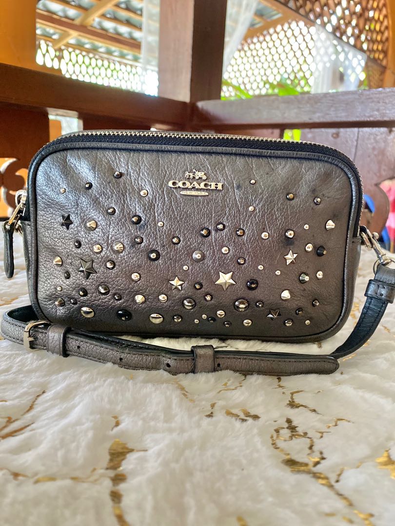 Coach Women s Grey Star Rivet Cross Body Bag