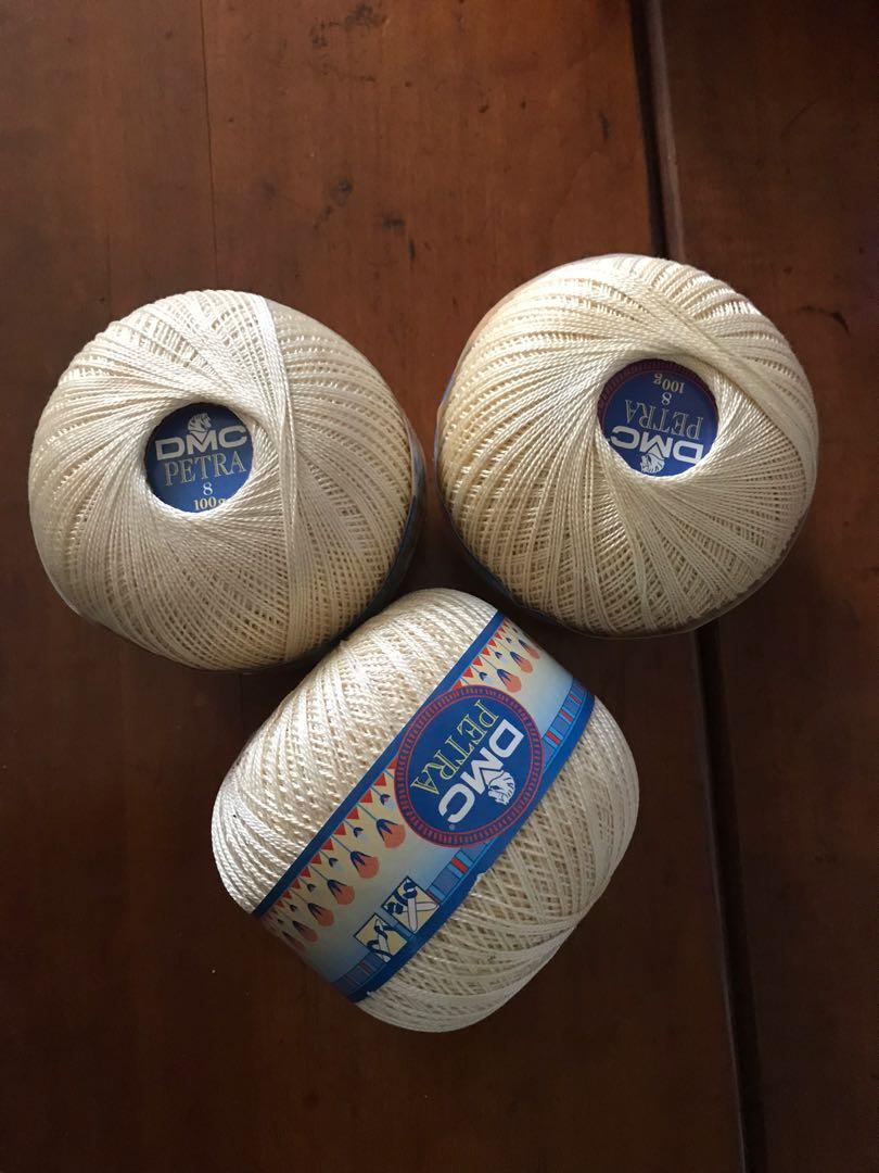 DMC PETRA 8 for crochet (3balls) (Category: Craft Supplies & Tools) located in Pasig City. Submitted by bendl (Listing ID 1138697538, Image 1). Description: DMC Petra 8 ecru Cotton crochet thread Old new stock Slightly discolored Original price P386/ball.
