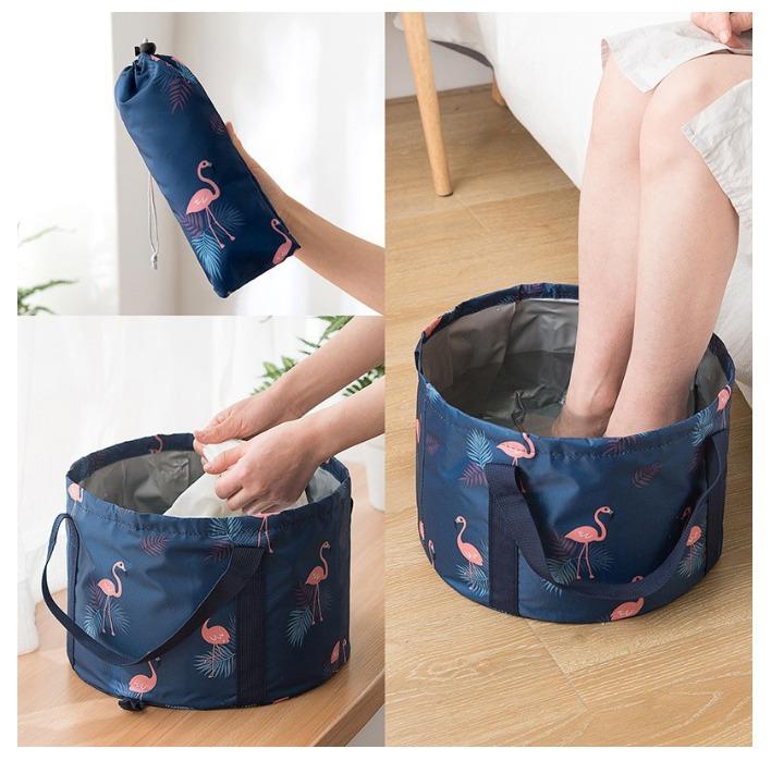 Adult Unisex Travel Portable Bucket Bag Floding Foot Soak Water Bag Washbasin 