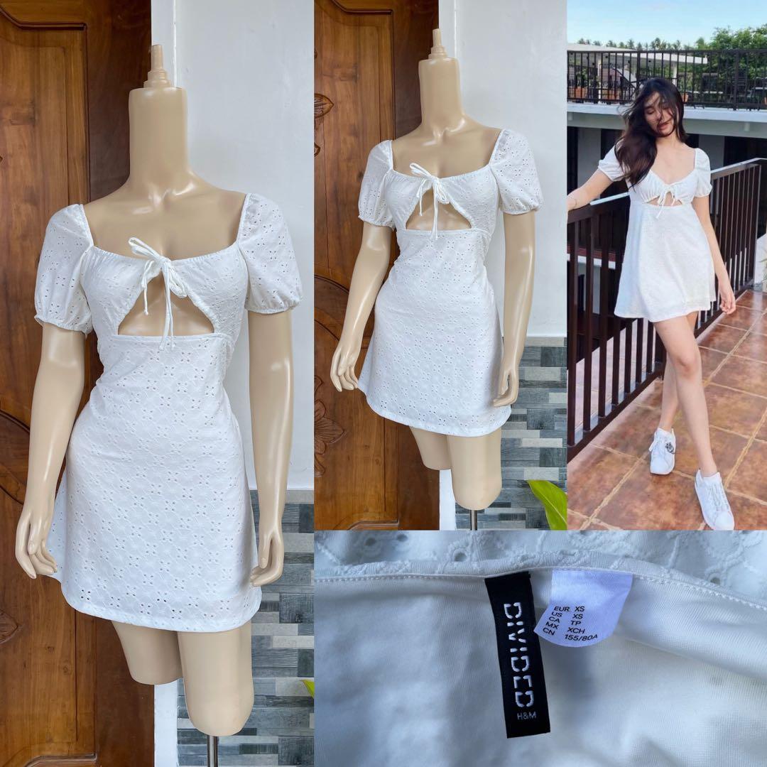 H&m white discount eyelet dress