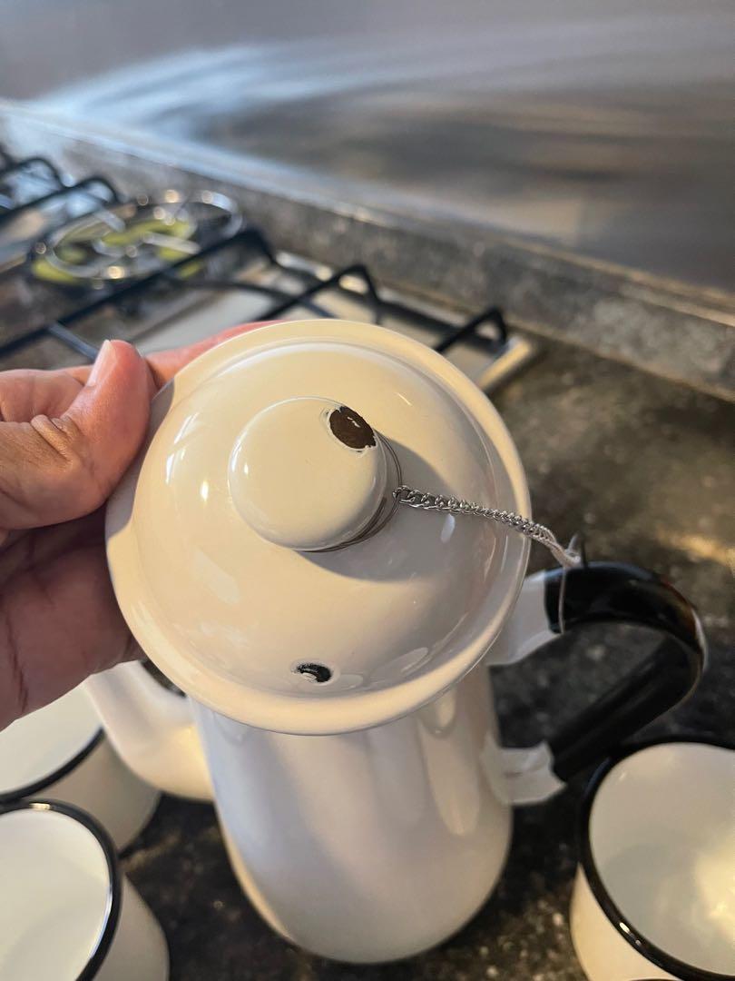 Japanese enamel teapot & 6 cups, Furniture & Home Living, Kitchenware