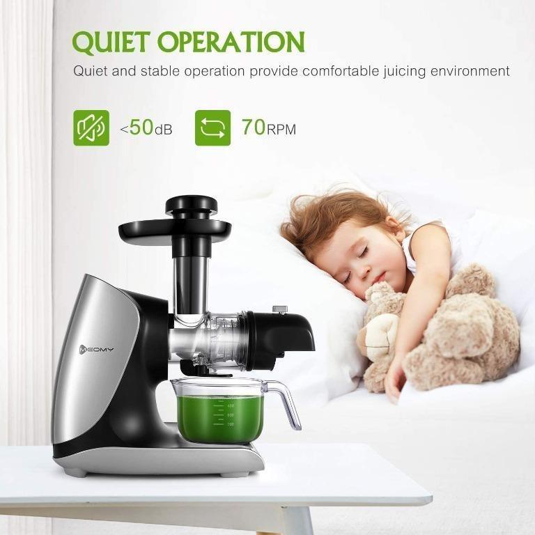 Juicer Machine MEOMY Slow Masticating Juicer with Ceramic Auger 2 Modes High Yield Juice Extractor with Recipes for Fruits and Vegetables Easy to Clean with Brush BPA Free Energy Class A GREY Furnitur...