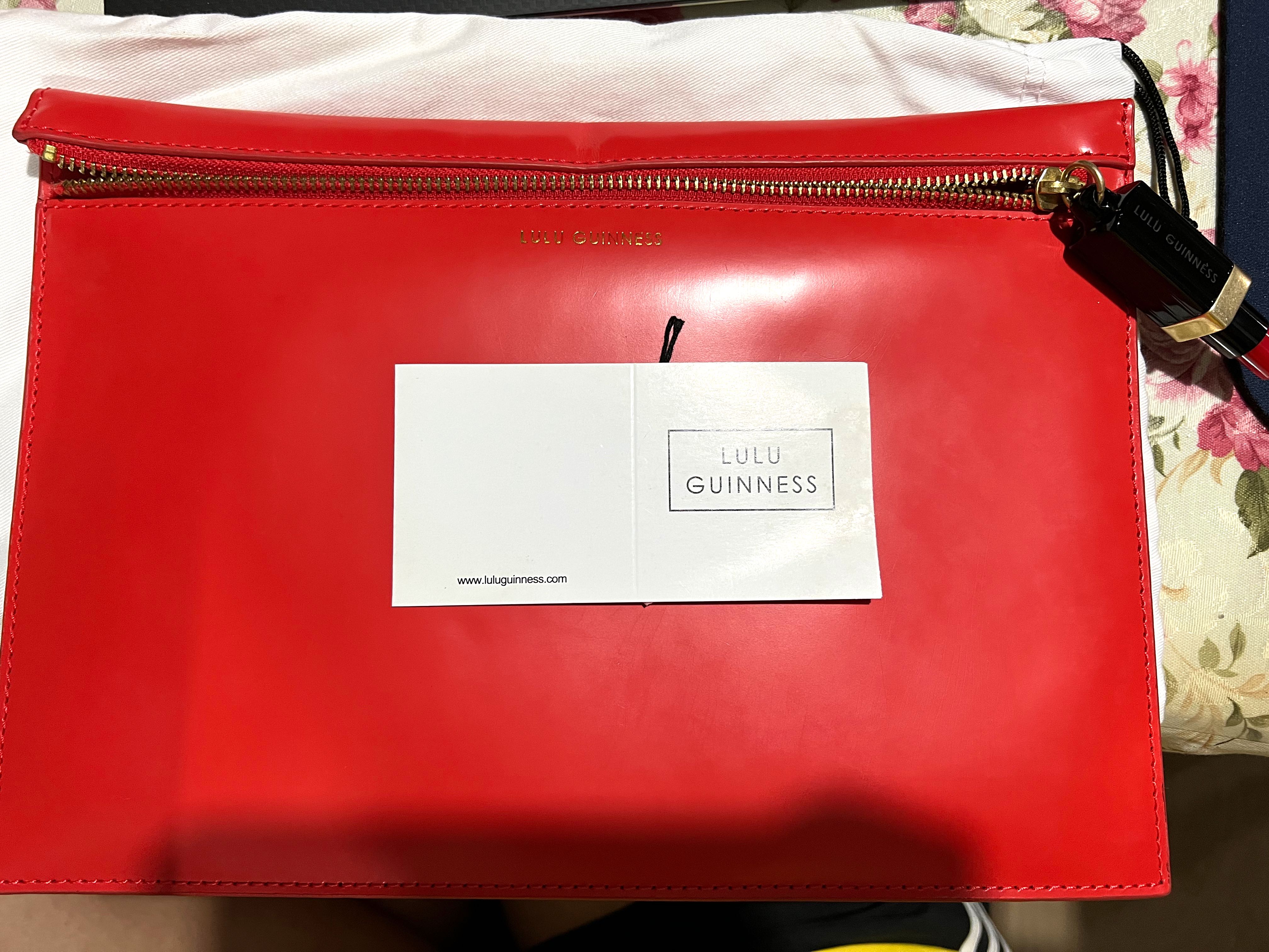 Lulu Guinness Smooth Leather Naomi Clutch Bag Lipstick Zip Pull