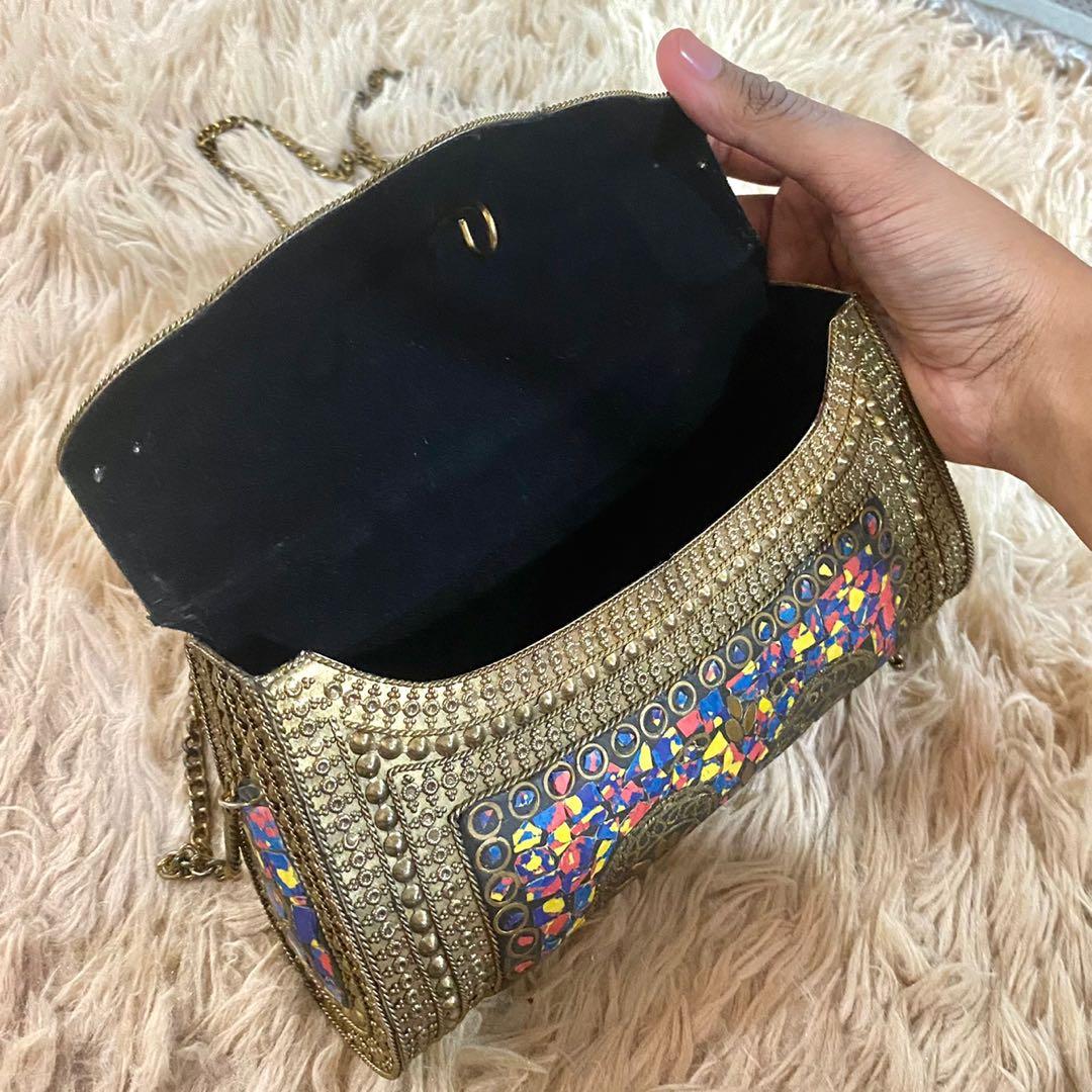 Metallic Gold Bag, Women's Fashion, Bags & Wallets, Crossbody Bags on