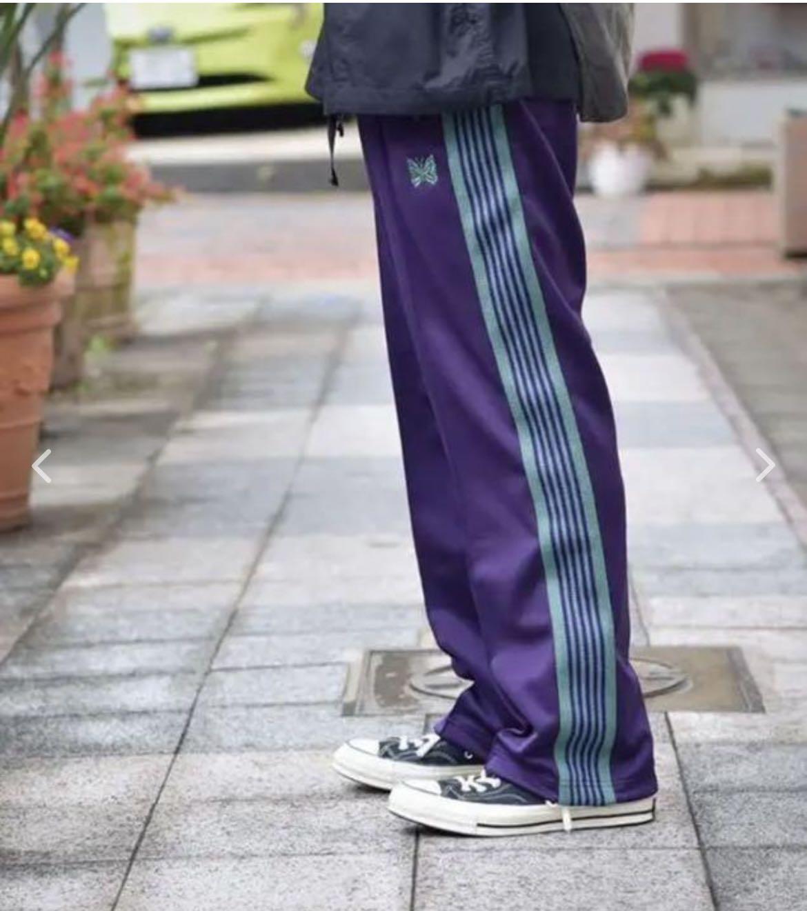 ニードルス NARROW TRACK PANT ベロア ブルー S ズボンカラーブルー